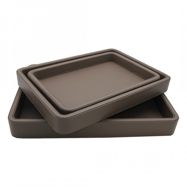 OLYMPIA GRİ BÜYÜK BOY DERİ TEPSİ 35*47*6 cm