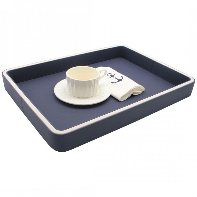 OLYMPIA LACİVERT - BEYAZ BÜYÜK BOY TEPSİ 35x47x6