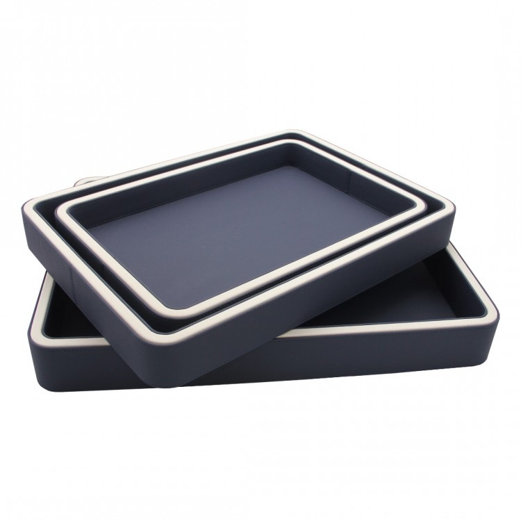 OLYMPIA LACİVERT - BEYAZ KÜÇÜK BOY TEPSİ 28x36x4 cm