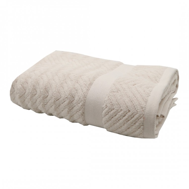 ZİKZAK JAKARLI PURE BONE RENK HAVLU 480GSM 50x90cm