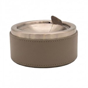 MOSS PREMIUM DERİ KILIFLI KROM KAPAKLI KÜLLÜK 13Çap x 6.5cm