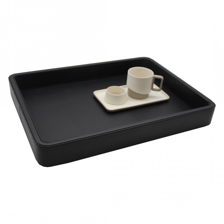 SİYAH OLYMPIA HAKİKİ DERİ BÜYÜK BOY TEPSİ 35x47x6