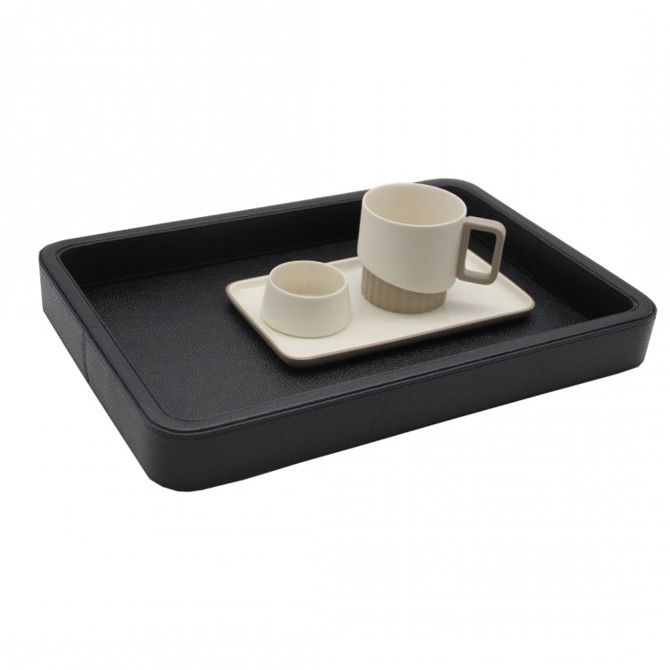 SİYAH OLYMPIA HAKİKİ DERİ KÜÇÜK BOY TEPSİ 25x36x4