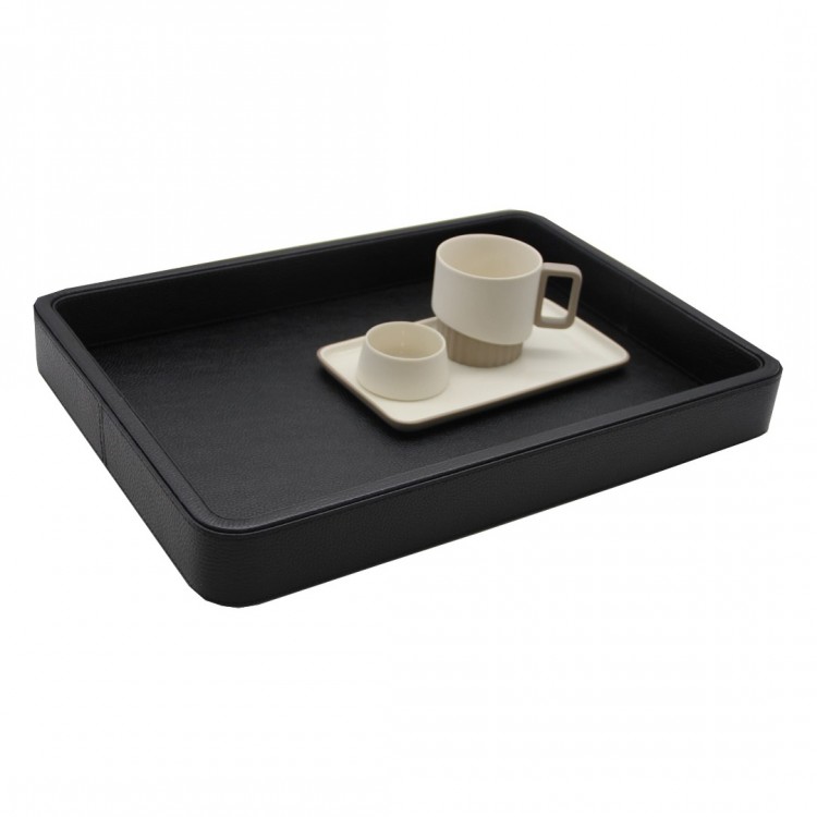 SİYAH OLYMPIA HAKİKİ DERİ ORTA BOY TEPSİ 30x41x5