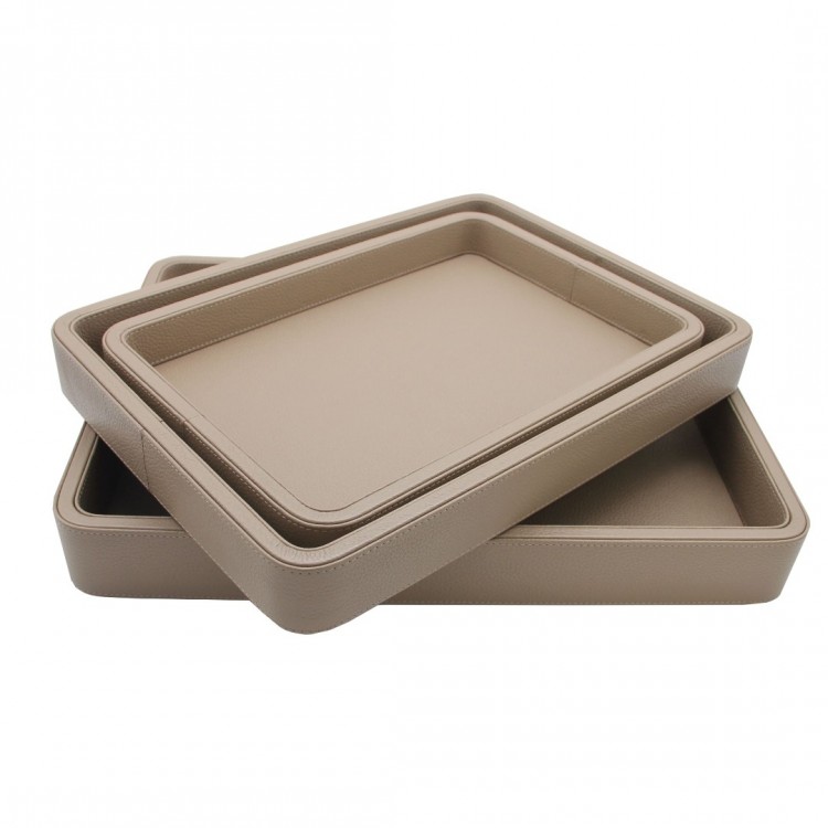 TAUPE  OLYMPIA HAKİKİ DERİ ORTA BOY TEPSİ 30x41x5