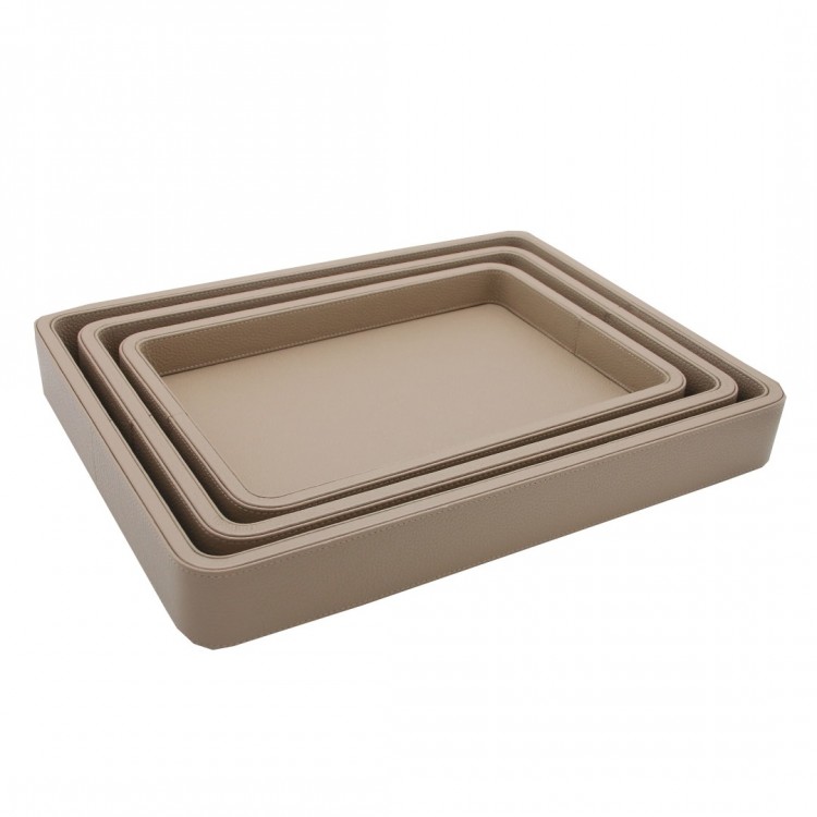 TAUPE  OLYMPIA HAKİKİ DERİ ORTA BOY TEPSİ 30x41x5