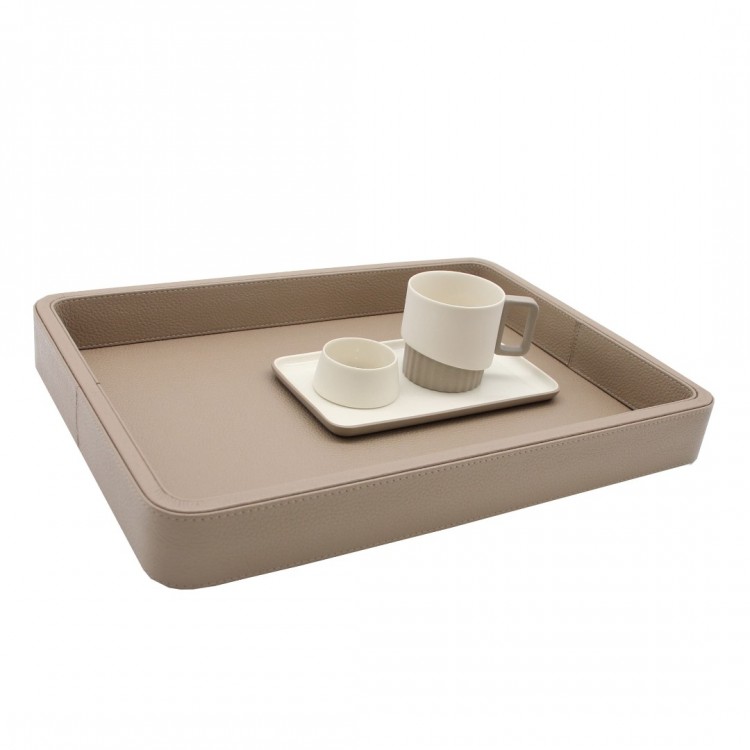 TAUPE  OLYMPIA HAKİKİ DERİ ORTA BOY TEPSİ 30x41x5