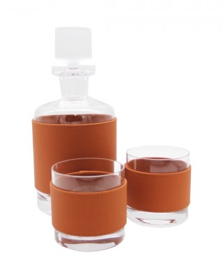 VİSKİ SETİ SİLİNDİR KARAF SPRADLING TERRACOTTA  DERİ 