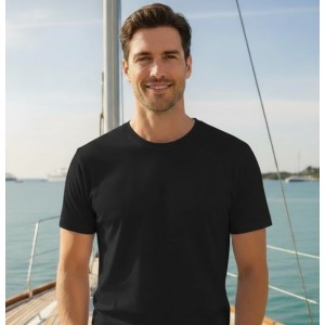  BISIKLET YAKA TSHIRT PAMUK SIYAH ERKEK 
