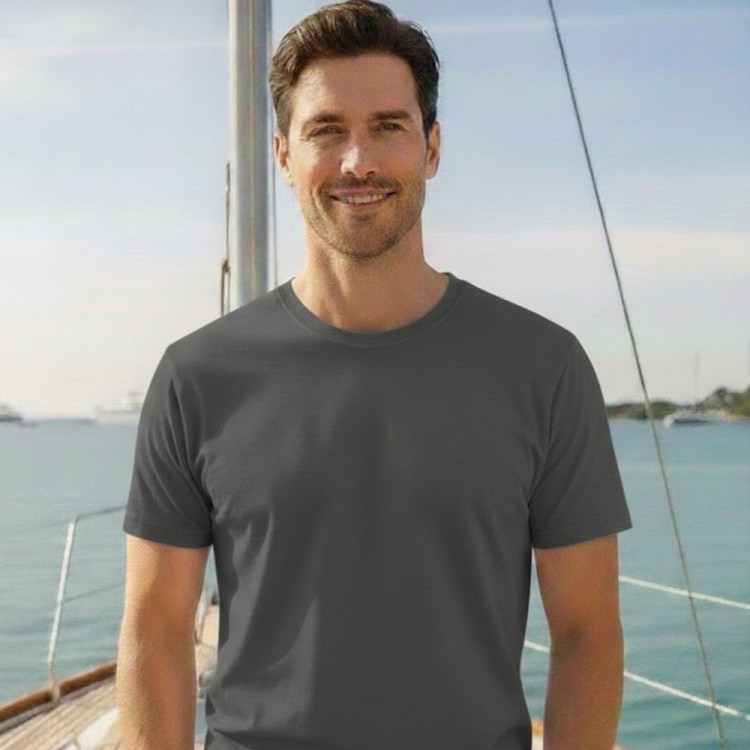 PAMUK GRİ BİSİKLET YAKA TSHIRT ERKEK