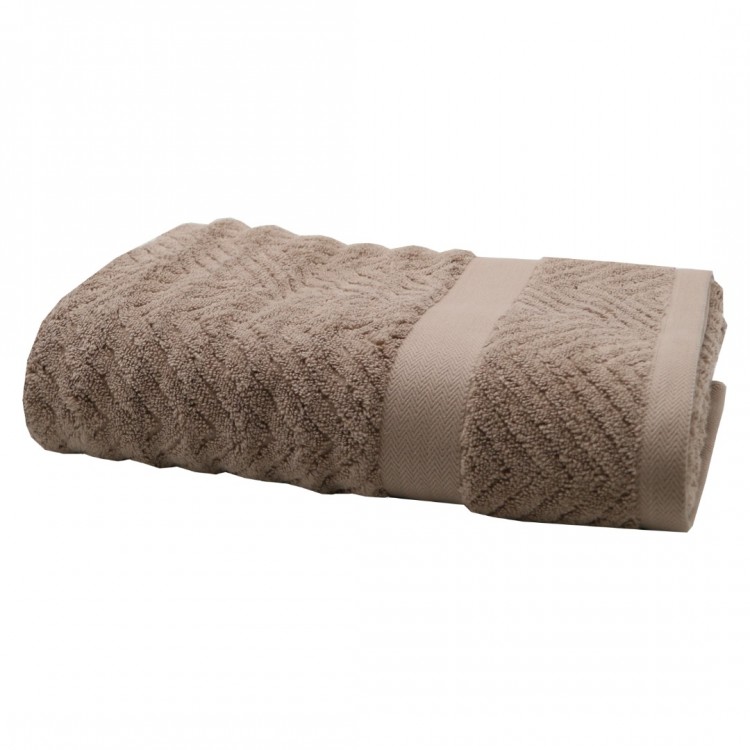 ZİKZAK JAKARLI SOFT TAUPE RENK HAVLU 480GSM 70x140cm