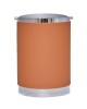 TERRACOTTA RENK DERİ KAPLI PARLAK KROM  DÖNER KAPAKLI ÇÖP KOVASI Çap 17.5 x 25h cm
