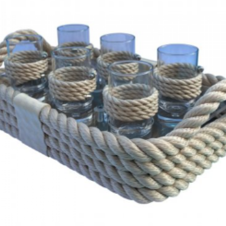 HALATLI GRİ SHOT BARDAKLI TEPSİ 20x30x6cm