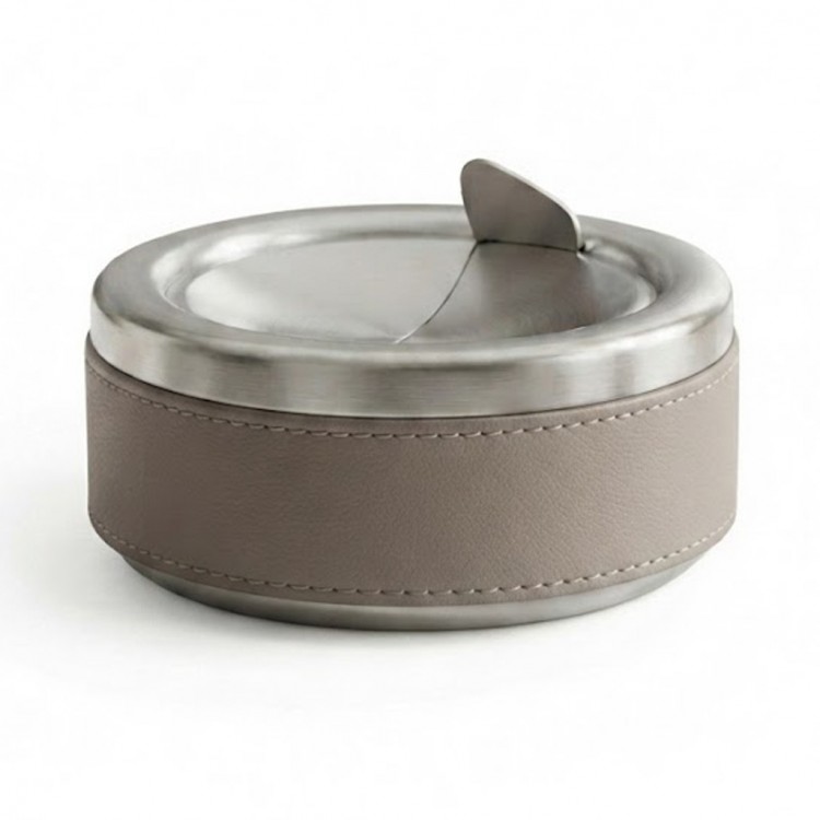 TAUPE DERİ BANTLI KROM KAPAKLI KÜLLÜK 13Çap x 6.5cm TAUPE DERİ BANTLI KROM KAPAKLI KÜLLÜK 13Çap x 6.5cm