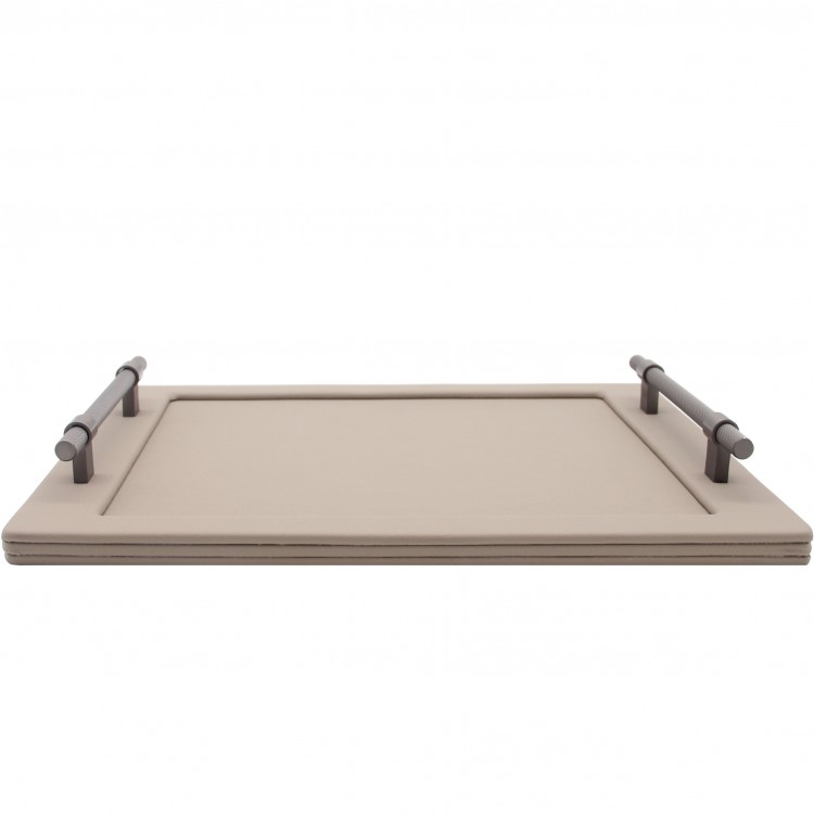 TAUPE RENK PLATIN MODEL KÜÇÜK BOY DERİ TEPSİ 28x40