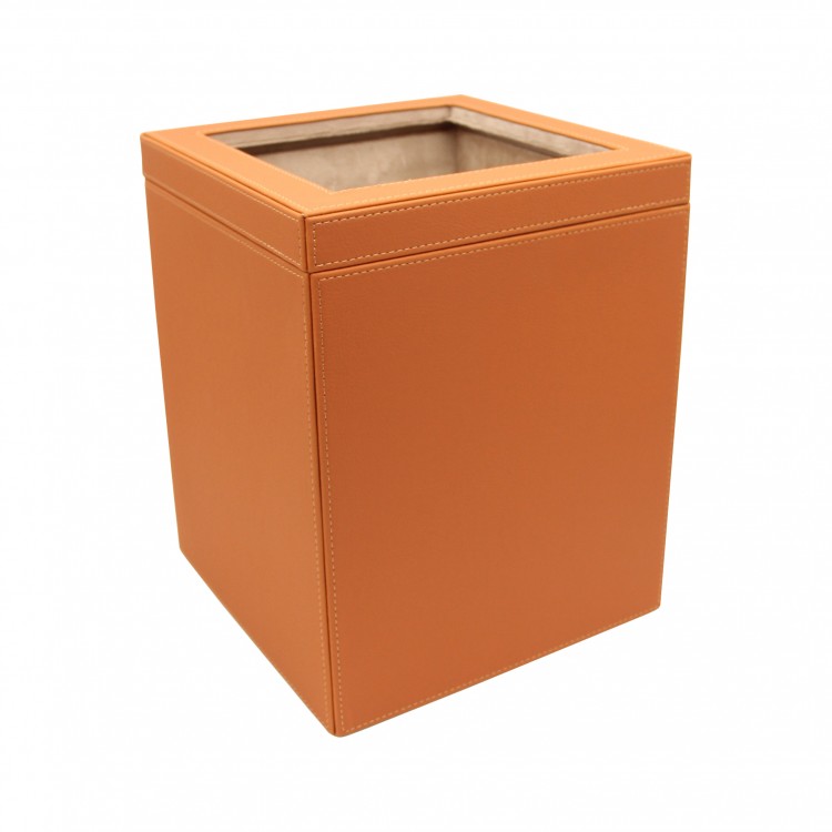 DERİ ÇÖP KUTUSU TERRACOTTA RENK  25x25X31h cm