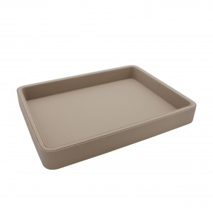 OLYMPIA TAUPE BÜYÜK BOY DERİ TEPSİ 35x47x6