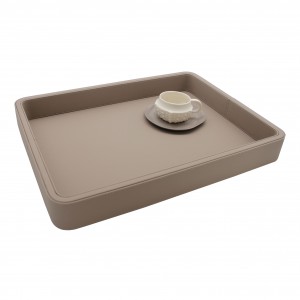 OLYMPIA TAUPE BÜYÜK BOY DERİ TEPSİ 35x47x6