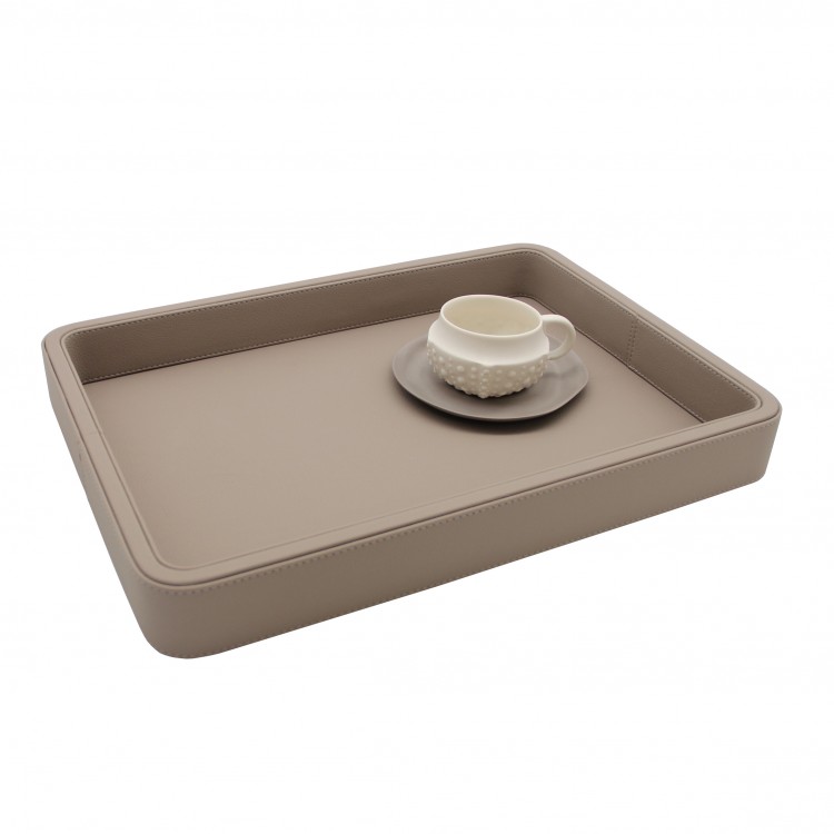 OLYMPIA TAUPE ORTA BOY DERİ TEPSİ 30x41x5