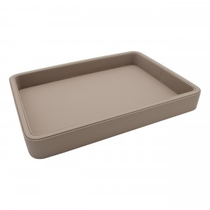OLYMPIA TAUPE ORTA BOY DERİ TEPSİ 30x41x5