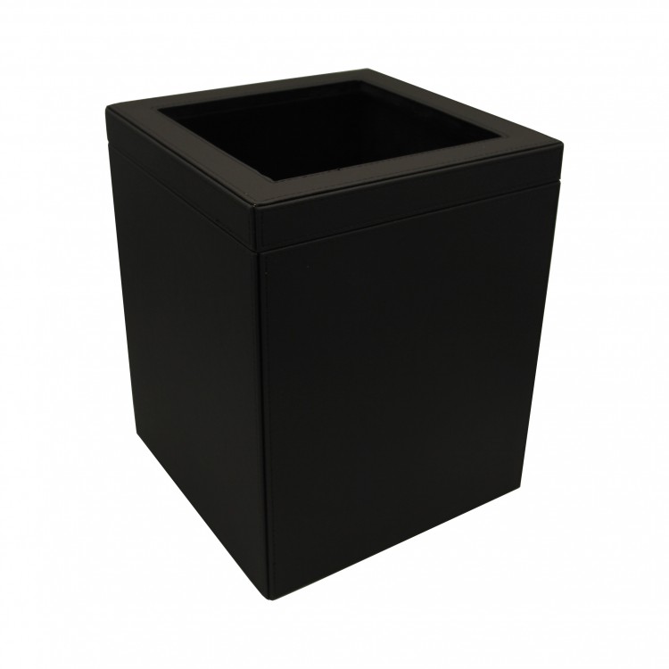 DERİ ÇÖP KUTUSU SİYAH 25x25X31h cm