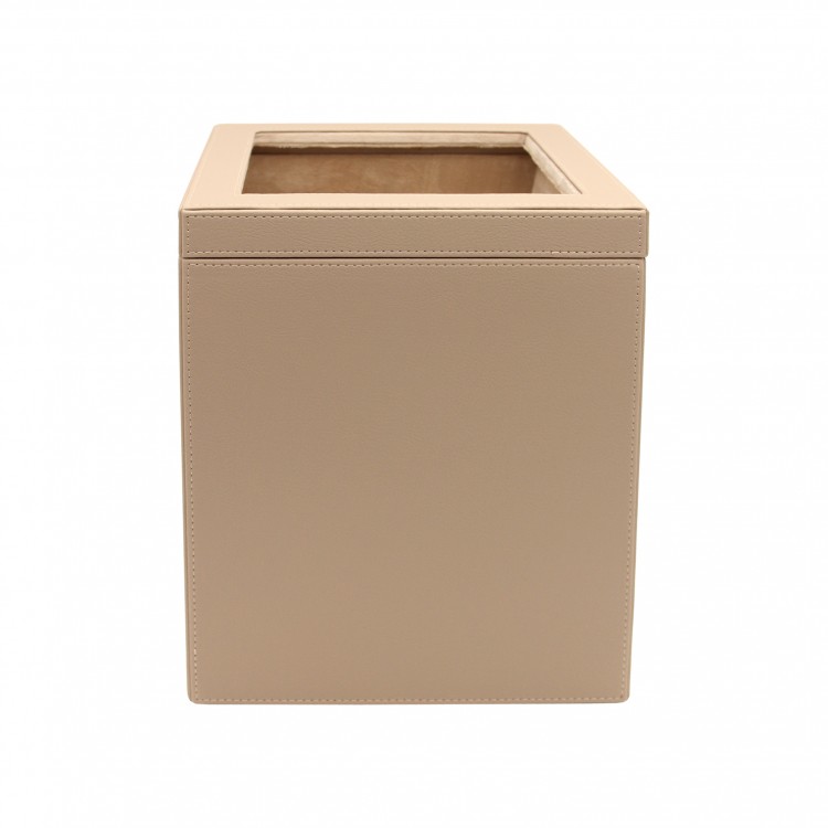 DERİ ÇÖP KUTUSU TAUPE RENK  25x25X31h cm
