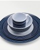 FLAMEFIELD NAVY PINSTRIPE 16 PARÇA (4KİŞİLİK) MELAMİN TABAK SETİ