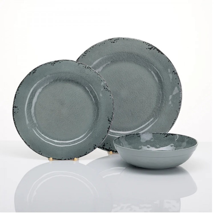 FLAMEFIELD MOON DUST 12 PARÇA (4KİŞİLİK) MELAMİN TABAK SETİ