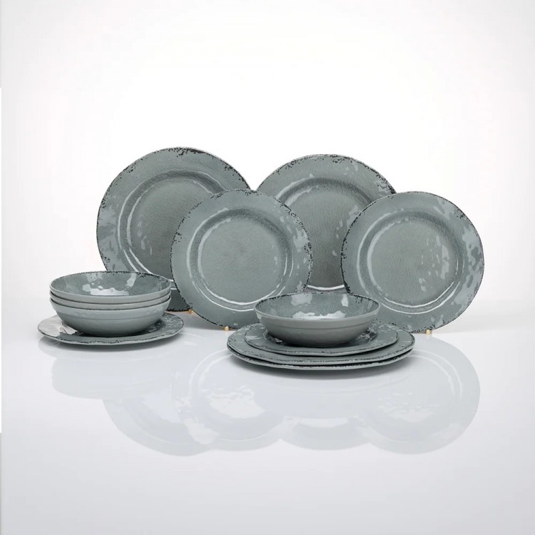 FLAMEFIELD MOON DUST 12 PARÇA (4KİŞİLİK) MELAMİN TABAK SETİ