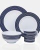 FLAMEFIELD NAVY PINSTRIPE 16 PARÇA (4KİŞİLİK) MELAMİN TABAK SETİ