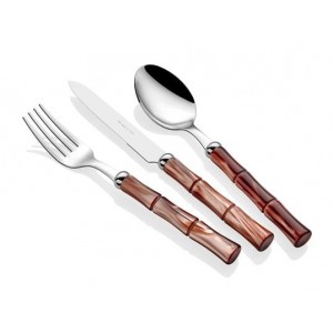 RIVADOSSI SANDRO BAMBOO 24 PARÇA ÇATAL BIÇAK TAKIMI KAHVERENGİ