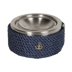 HALATLI LACİVERT KROM KAPAKLI KÜLLÜK 13Çap x 6.5cm