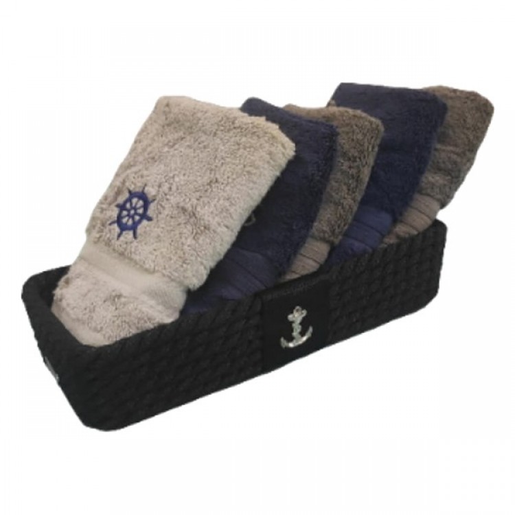 HALATLI SİYAH DİKDÖRTGEN MİNİ HAVLU SEPETİ 27x13x6cm