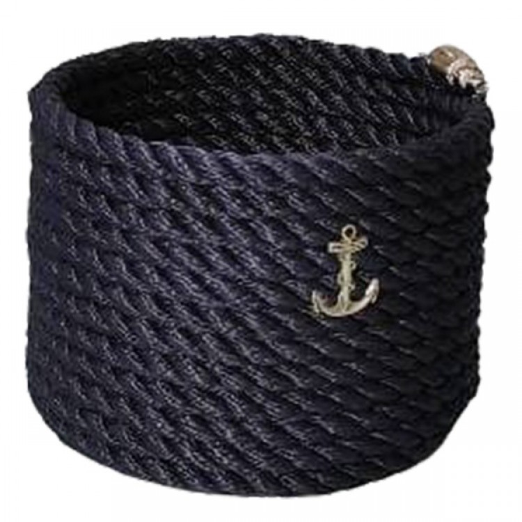 HALATLI LACİVERT YUVARLAK MİNİ HAVLU SEPETİ 16Çapx12cm
