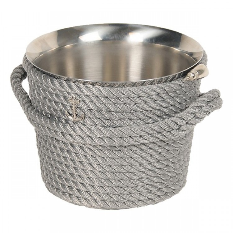 HALATLI GRİ ŞAMPANYA BUZ KOVASI 22x22x18cm